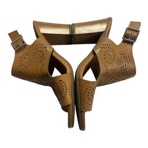 Faux leather cutout heels